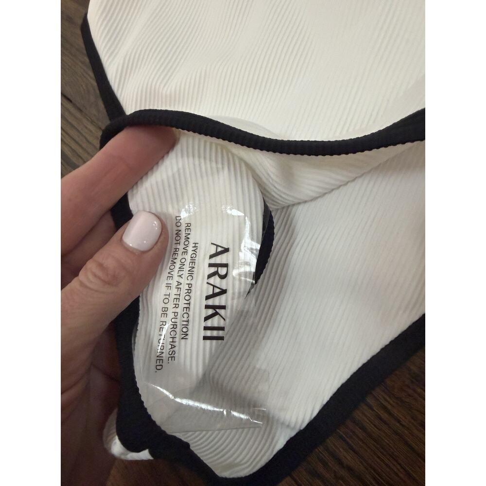 Arakii official Hanna schonberg RETRO SWIMSUIT White Black Belted Sz XS NWT - Picture 14 of 16